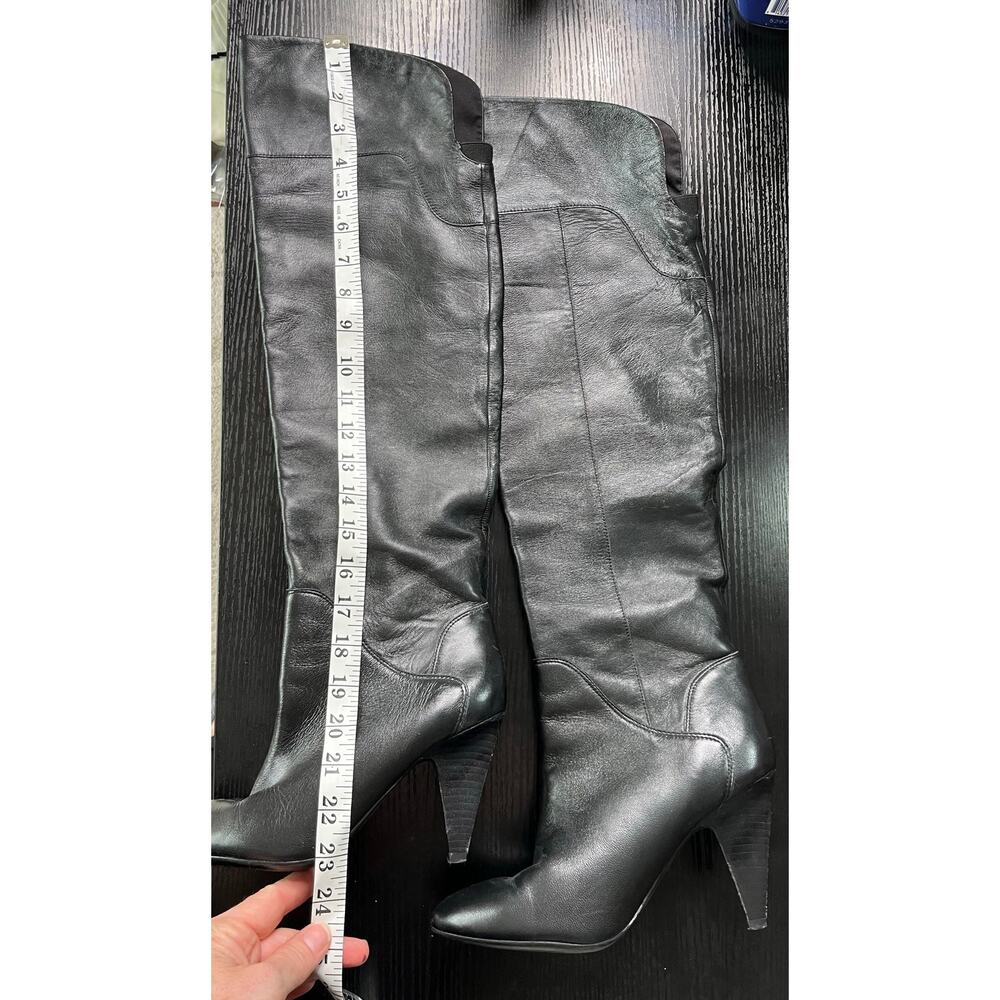 Guess 'Rumala' Black Leather Over the Knee Heeled Boots - Picture 3 of 11